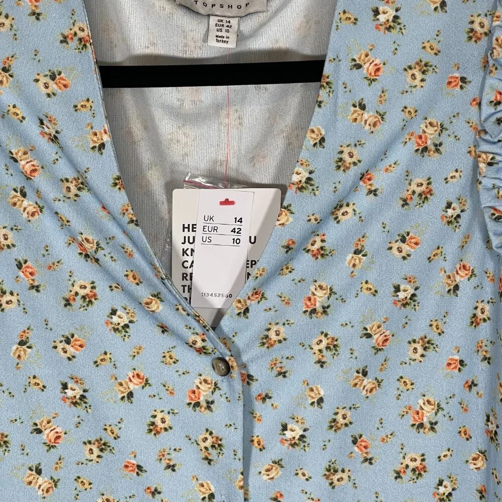 NWT Topshop Jersey Button Through Midi Dress in Pale Blue - Image 10