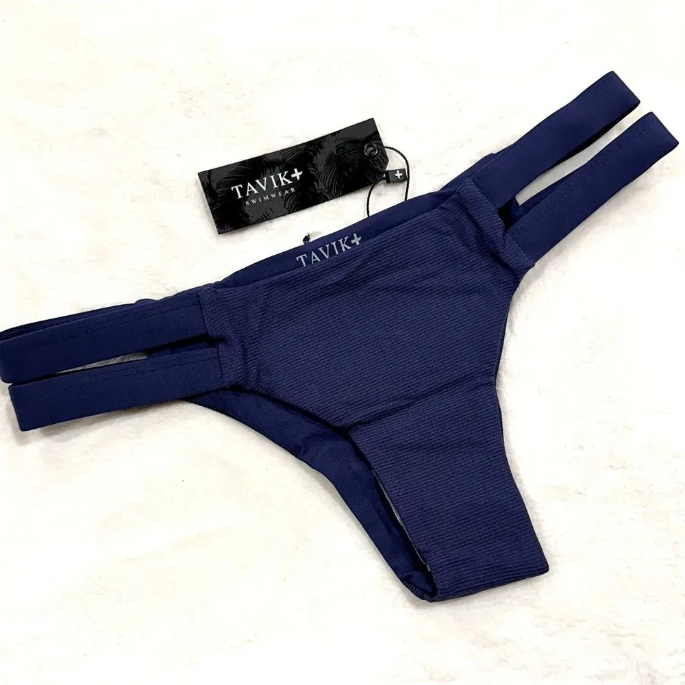 NWT Tavik Chloe Mini Cutout Swim Bottom Ribbed Cobalt - Image 2