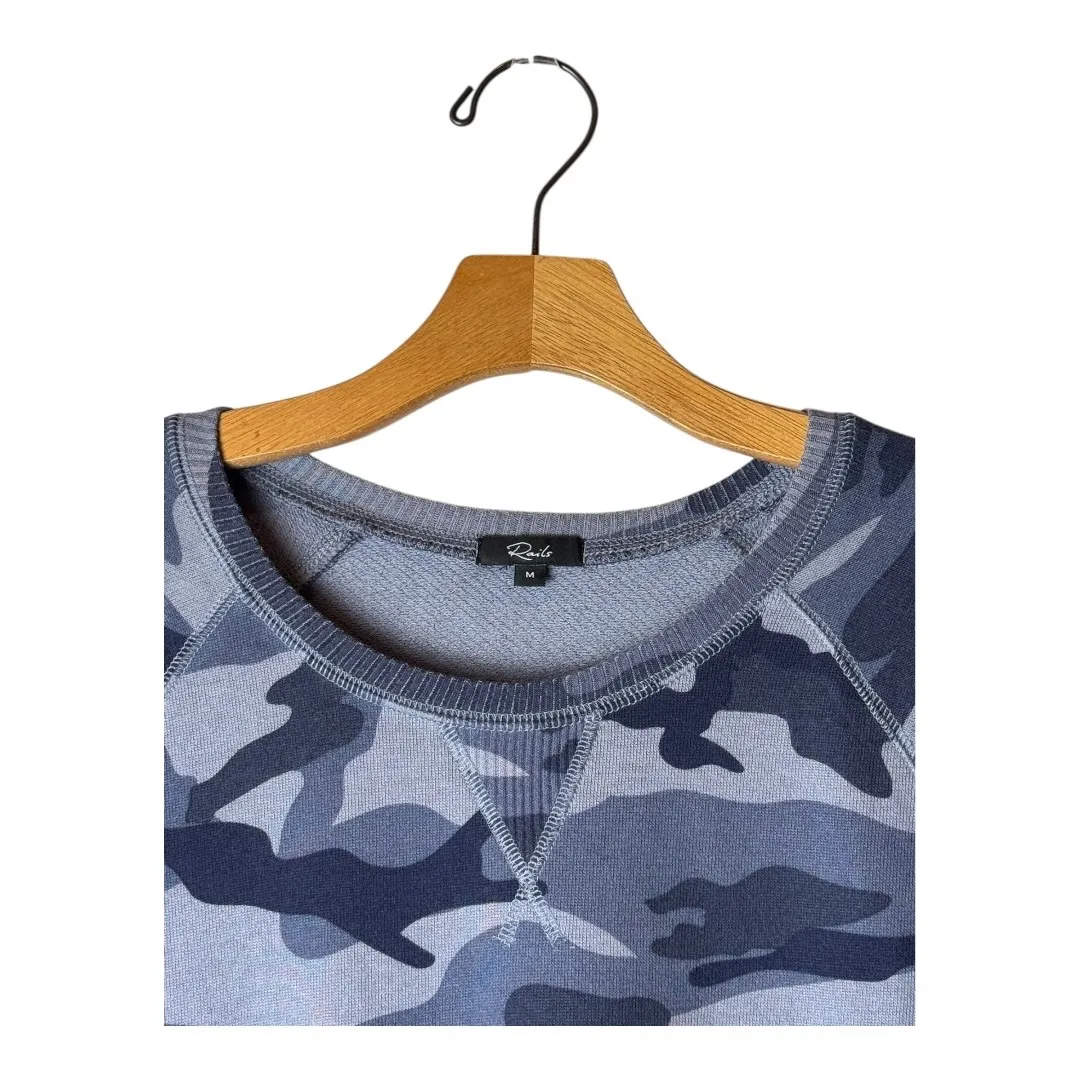 Rails Sweatshirt Women Medium Blue Indigo Camo Theo Long Sleeve Crew Athleisure - Image 4