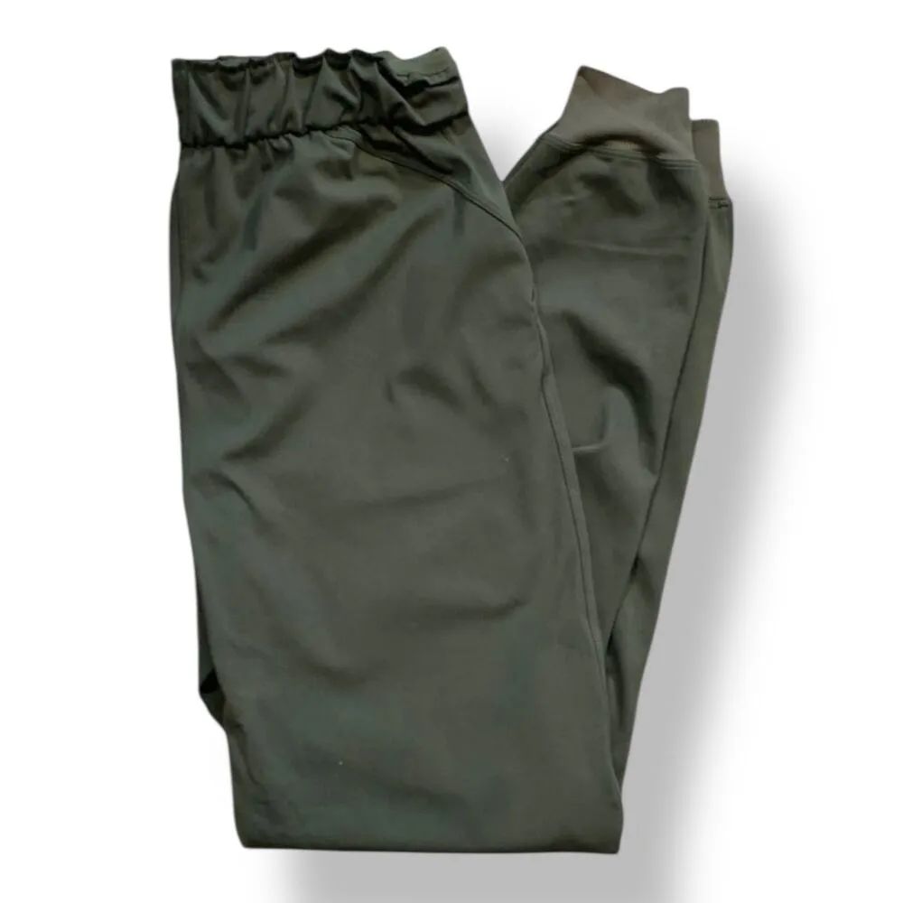 Lululemon Stretch High Rise Jogger Pants Olive Green Size 4 Paperbag Waist - Image 5