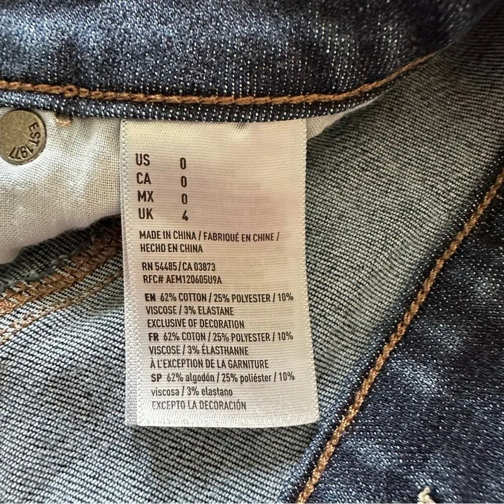 American Eagle Jean Next Level Stretch Hi Rise Shortie Shorts Distressed Size 0 - Image 2