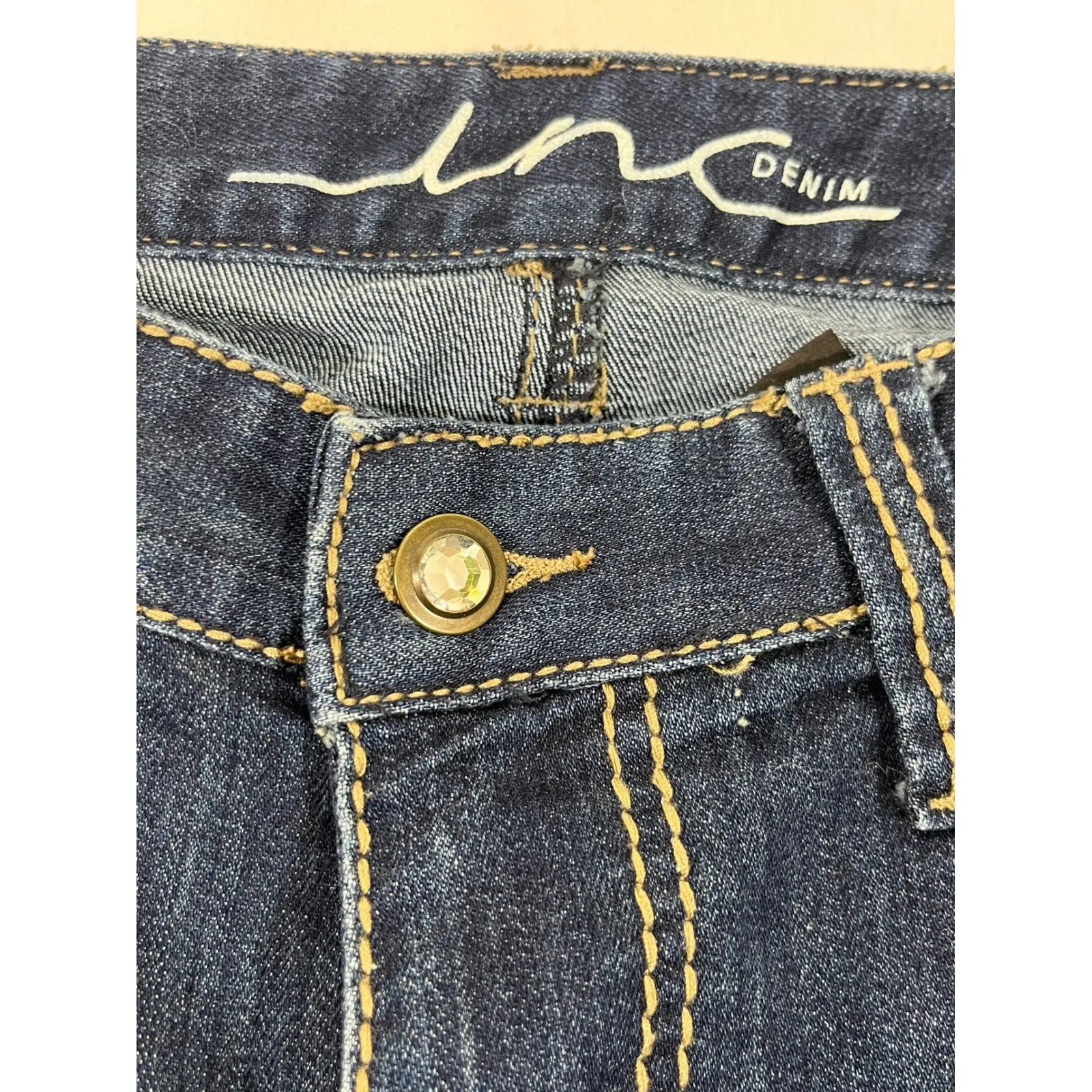 INC Denim Women Bootcut Jeans Embellished Pockets Distressed Medium Wash Sz 4 Blue - Image 8