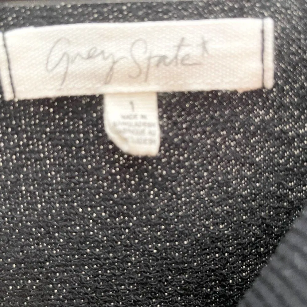 Grey State Puff Sleeve Cotton Terry Sweatshirt Mini Dress Black Size 1 Small - Image 6