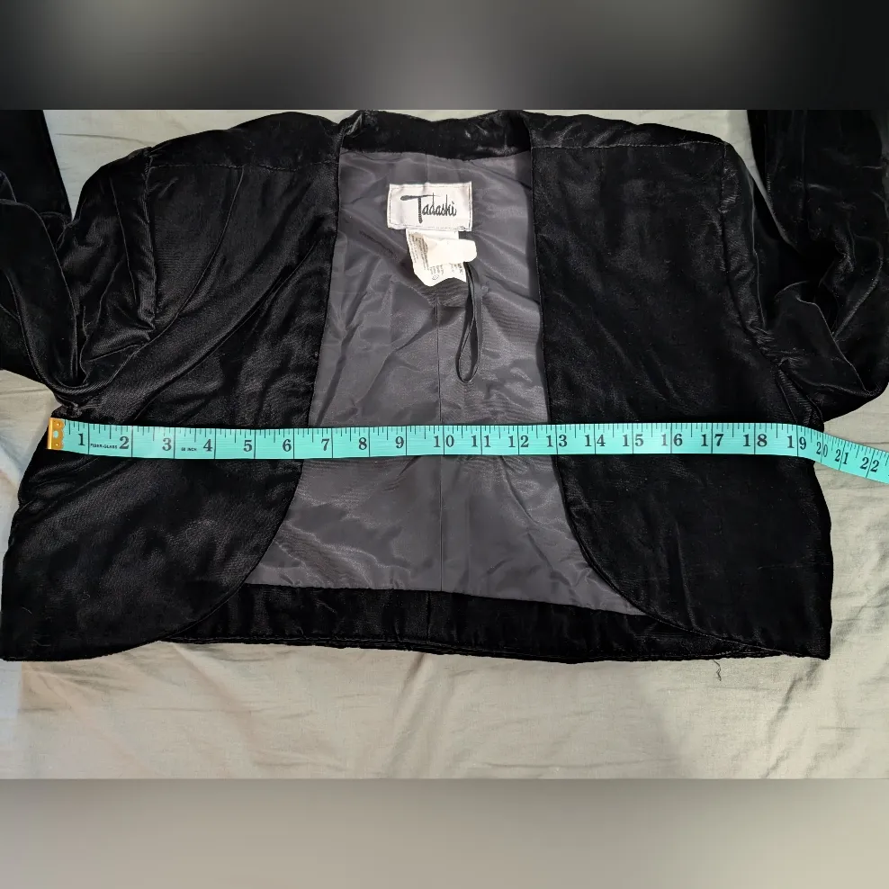 Vintage Tadashi Shoji Velvet Bolero W8 Black - Image 5