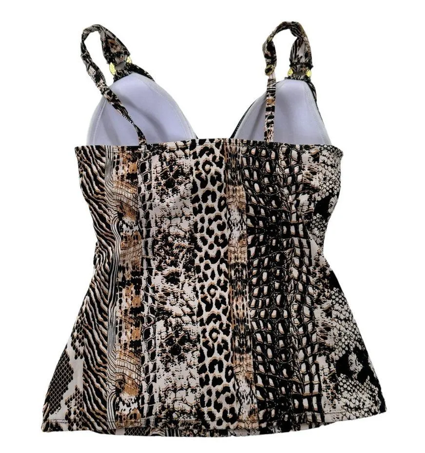 Bleu Rod Beattie Tankini Top Animal Print with Molded Cups Size 4 NWT - Image 5