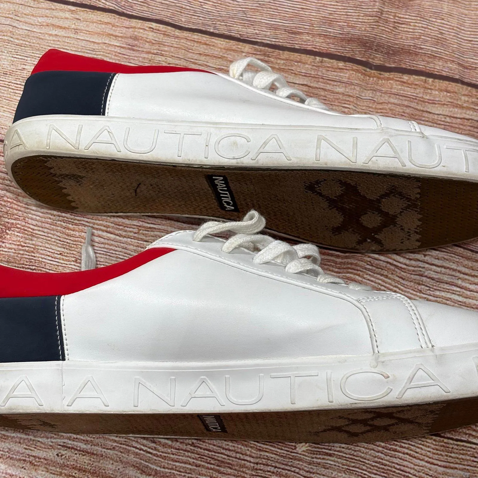 Nautica White and Red Casual Sneakers Womens Size 10 - Image 8