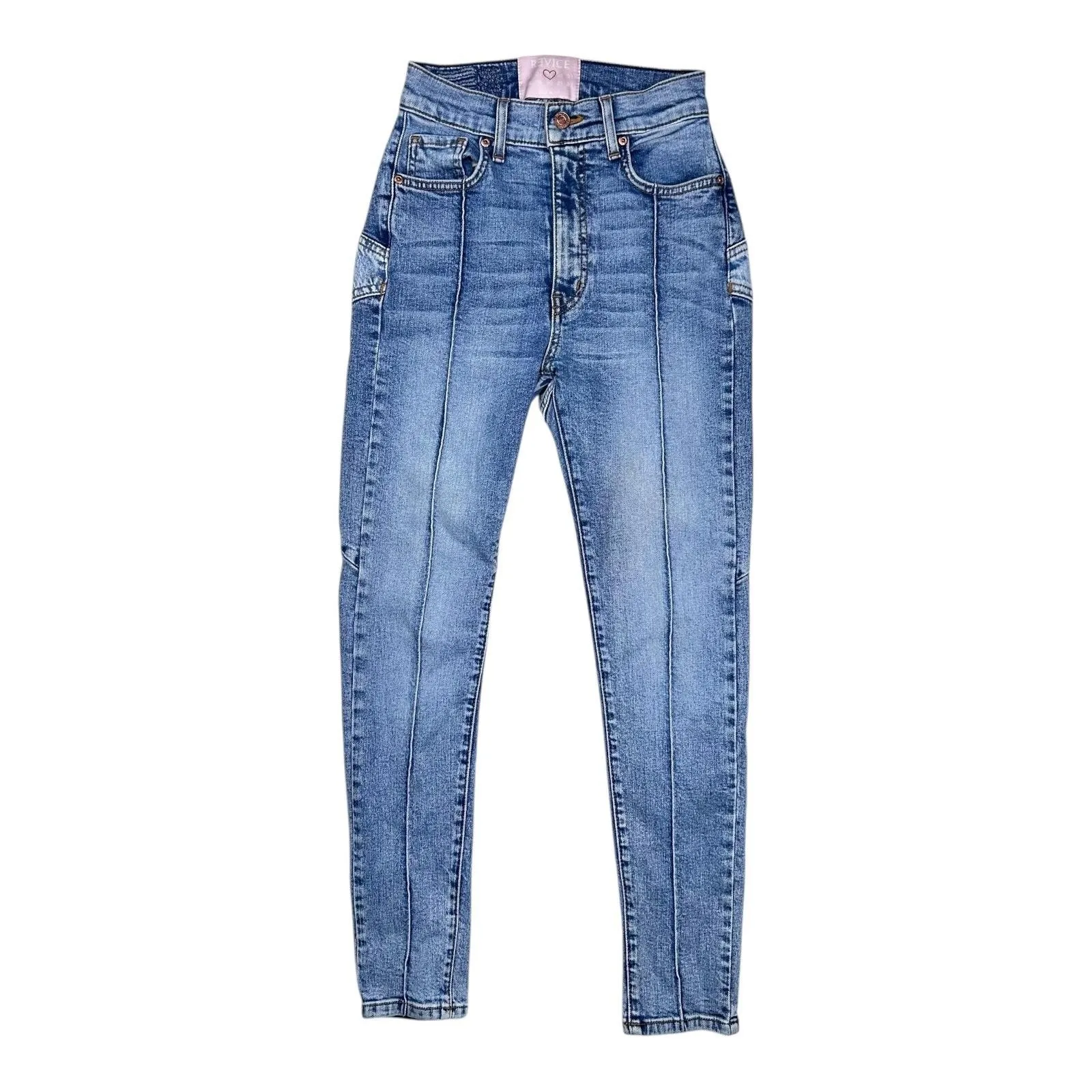 Revice Star Jeans Womens 26 Blue High Rise Skinny Patchwork Two Tone Made USA - Image 10
