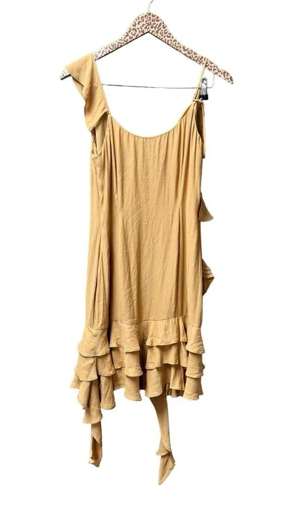 NEW NBD Dua Mini Sleeveless Cocktail Dress Tiered Ruffles Nude Medium NWT - Image 5