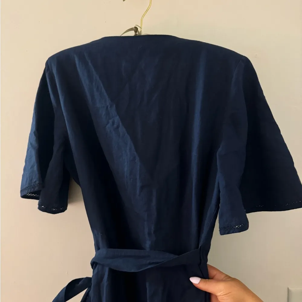 J mcglaughlin linen blend navy ankle length dress size M - Image 6