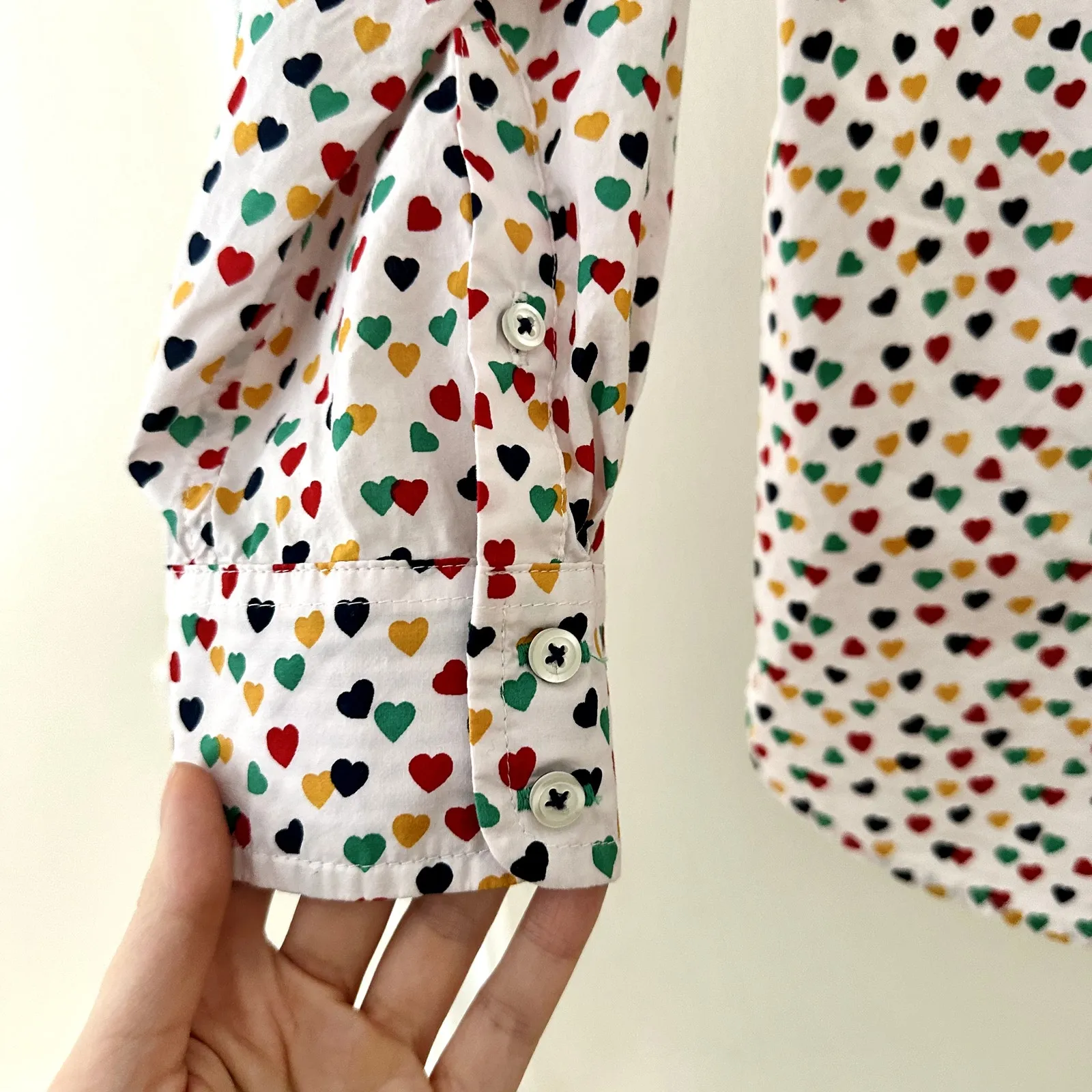 Talbots Heart Printed Button Down Collared Blouse Sz XL - Image 4