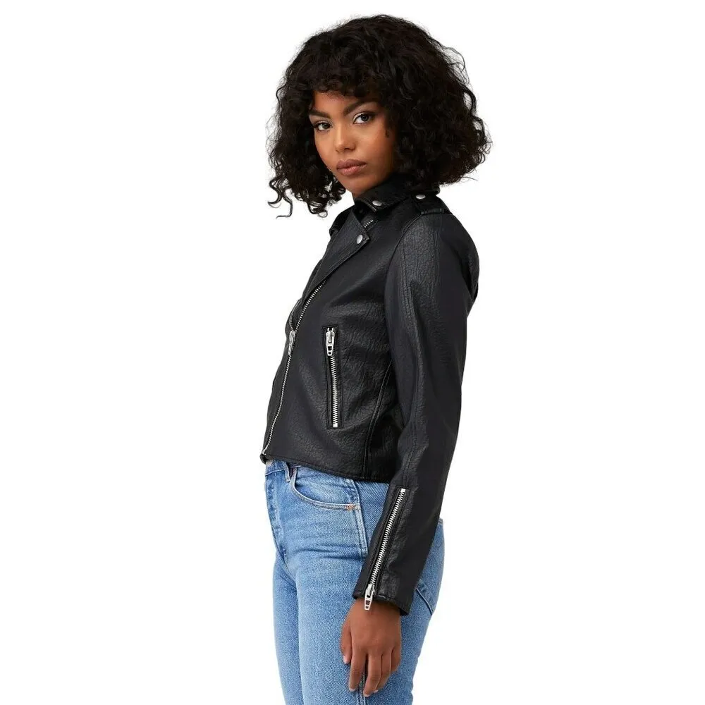 BlankNYC Cropped Vegan Leather Moto Jacket in Morning Gram XSmall Womens Faux - Image 11