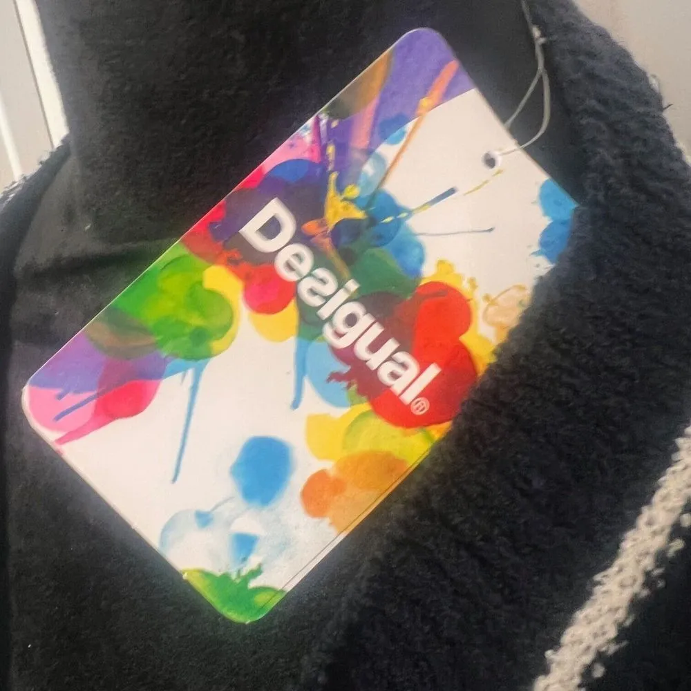 Desigual Womens Navy Blue Cardigan Open Front Striped Long Sleeve Sweater XS NWT - Image 6