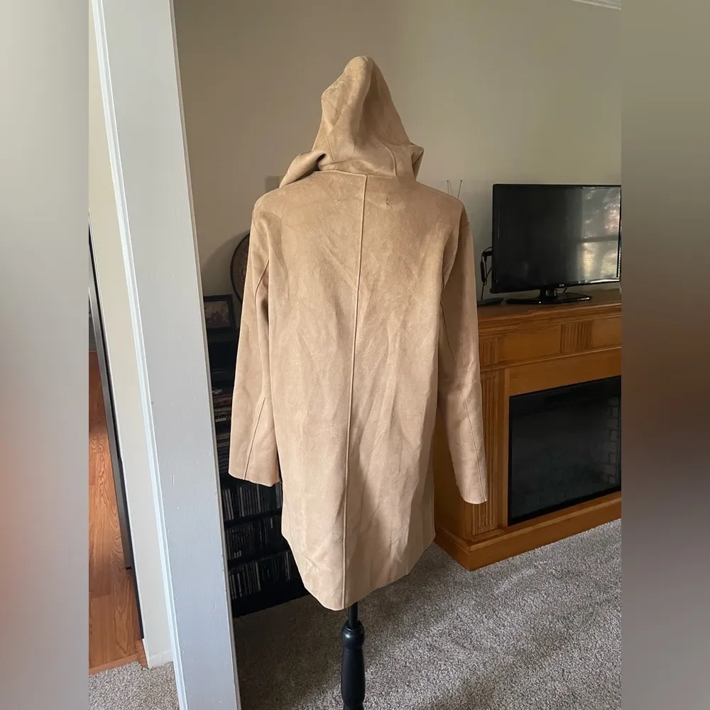 Zara faux suede zip up hooded jacket size M fall closet staple warm outdoors - Image 4