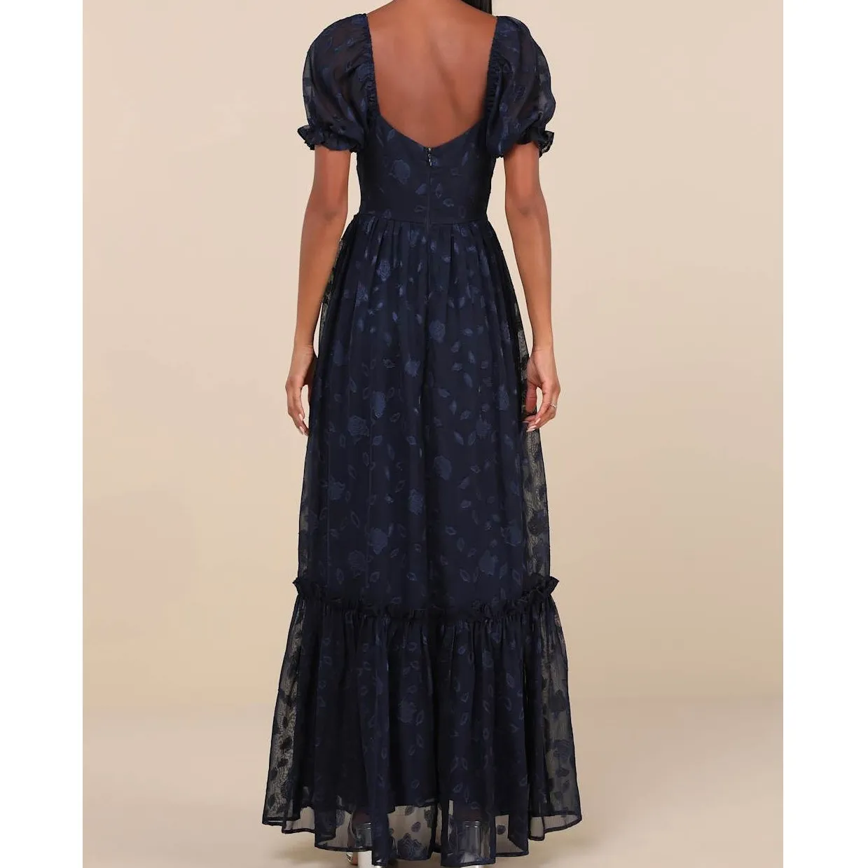 Lulus NWOT Phenomenal Sweetness Navy Floral Burnout Bustier Maxi Dress Small - Image 5