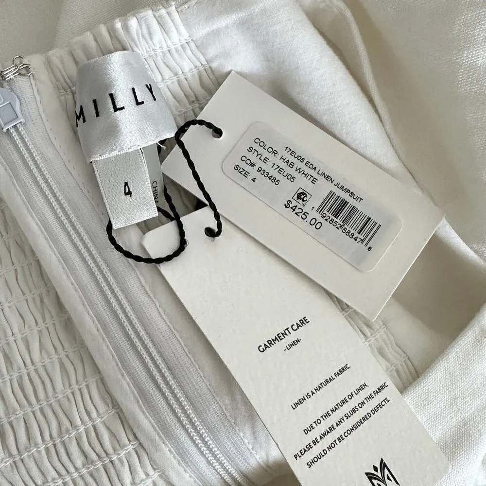 NEW Milly Jumpsuit Womens 4 Wide Leg Cut Out Crossover Cut Out Linen Blend Eda - Image 7