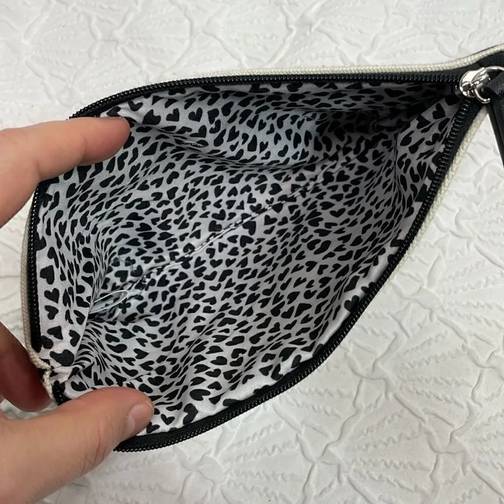 Brighton Love Cotton Canvas Cosmetic Pouch Makeup Bag Black White Heart - Image 5