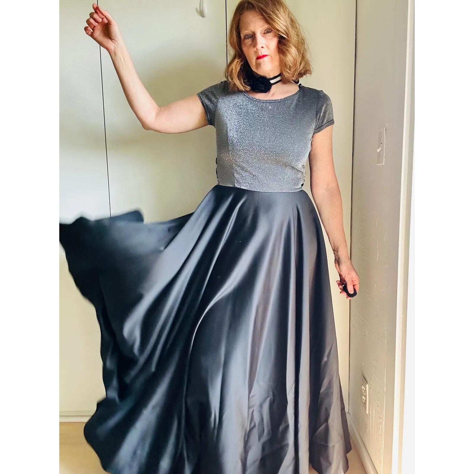 Vintage 90s Rampage Ball Gown Size 11 M/L Black Satin Holiday Party Dress Bow - Image 10