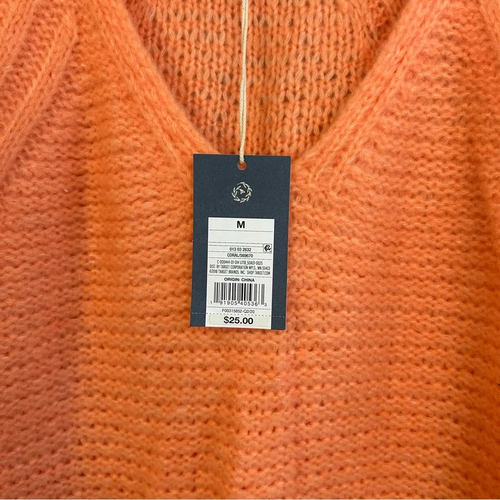 NWT Universal Thread V-neck Knit Peach/Orange Pullover Sweater Size Medium - Image 7