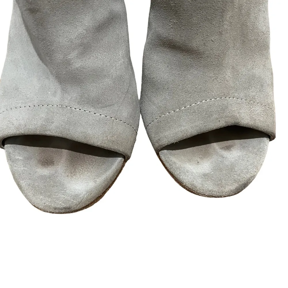 Vince Addison Peep-Toe Suede Bootie Boots Grey Size 10 - Image 4