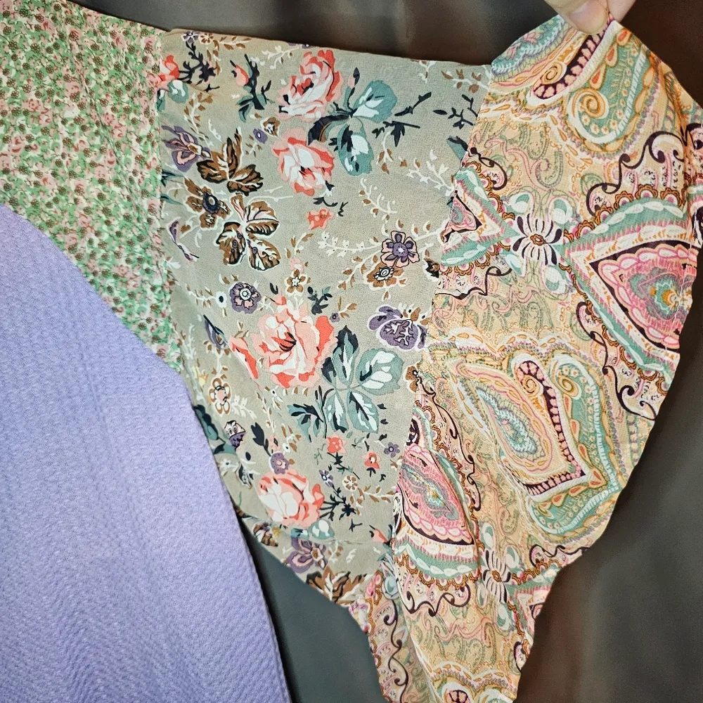 Umgee Women's Floral Paisley Mixed Print Bell Sleeve Ruffle Waffle Knit … - Image 4