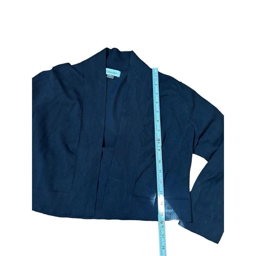 Calvin Klein Womens black cropped long sleeve open cardigan sz L - Image 6