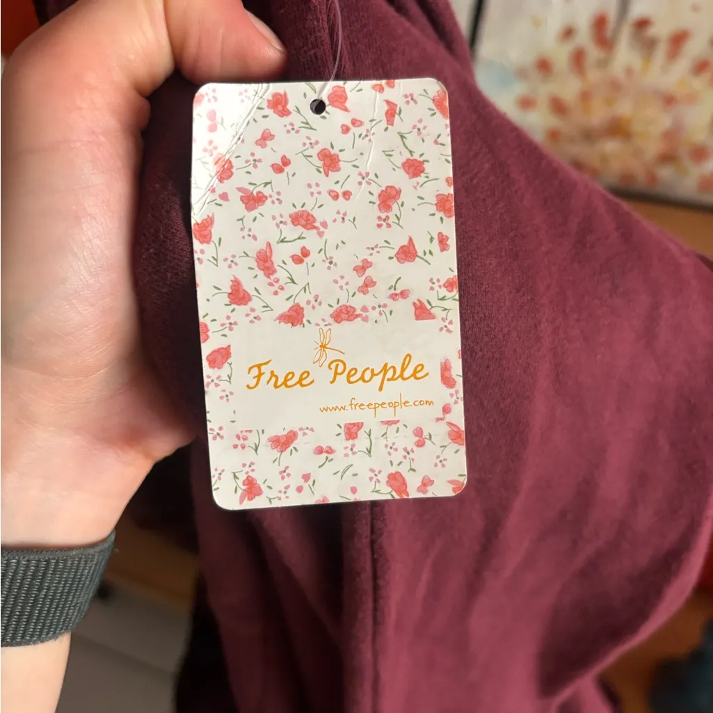 Free People Westwood Cardigan M NWT Dark Berry Hooded Velvet Wrap Whimsygoth - Image 7