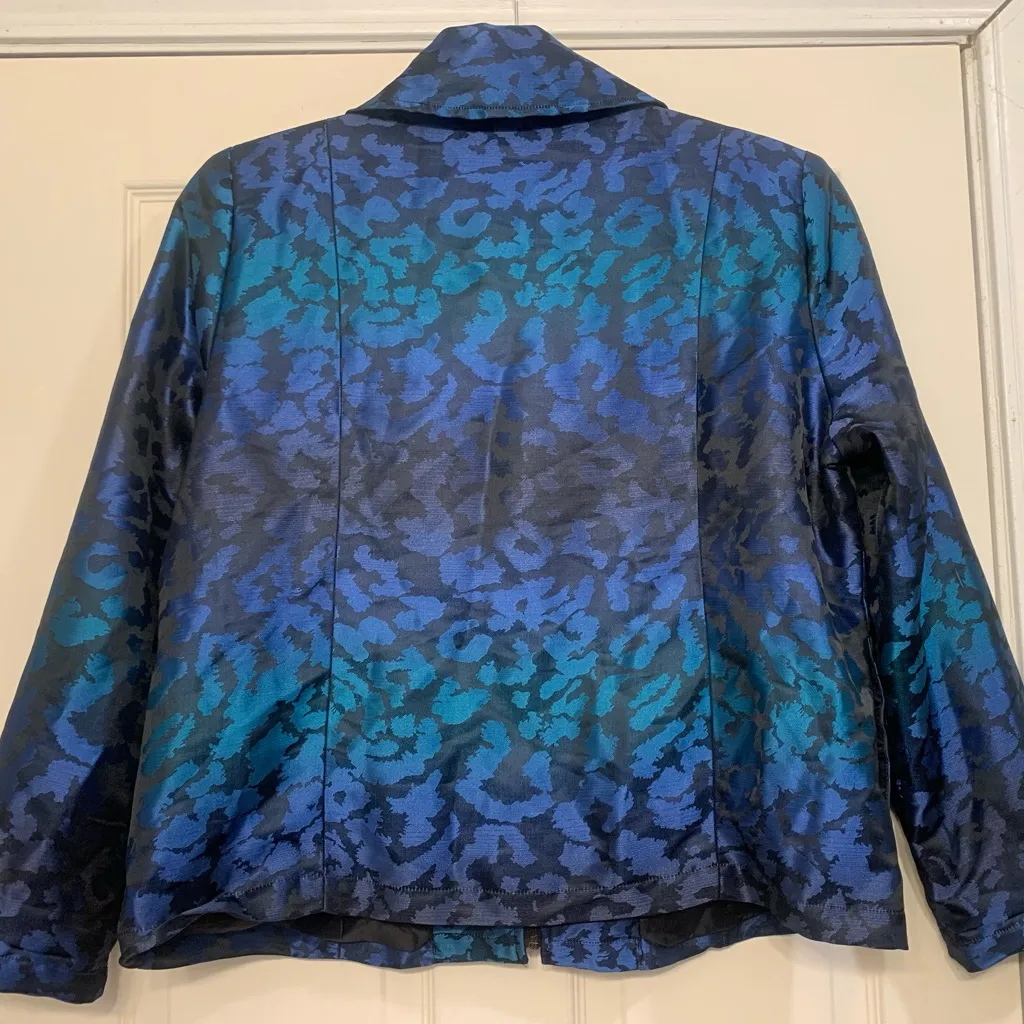 Erin London Cheetah Purple & Aqua Light Weight Layering XL Jacket. 2535 Blue - Image 7