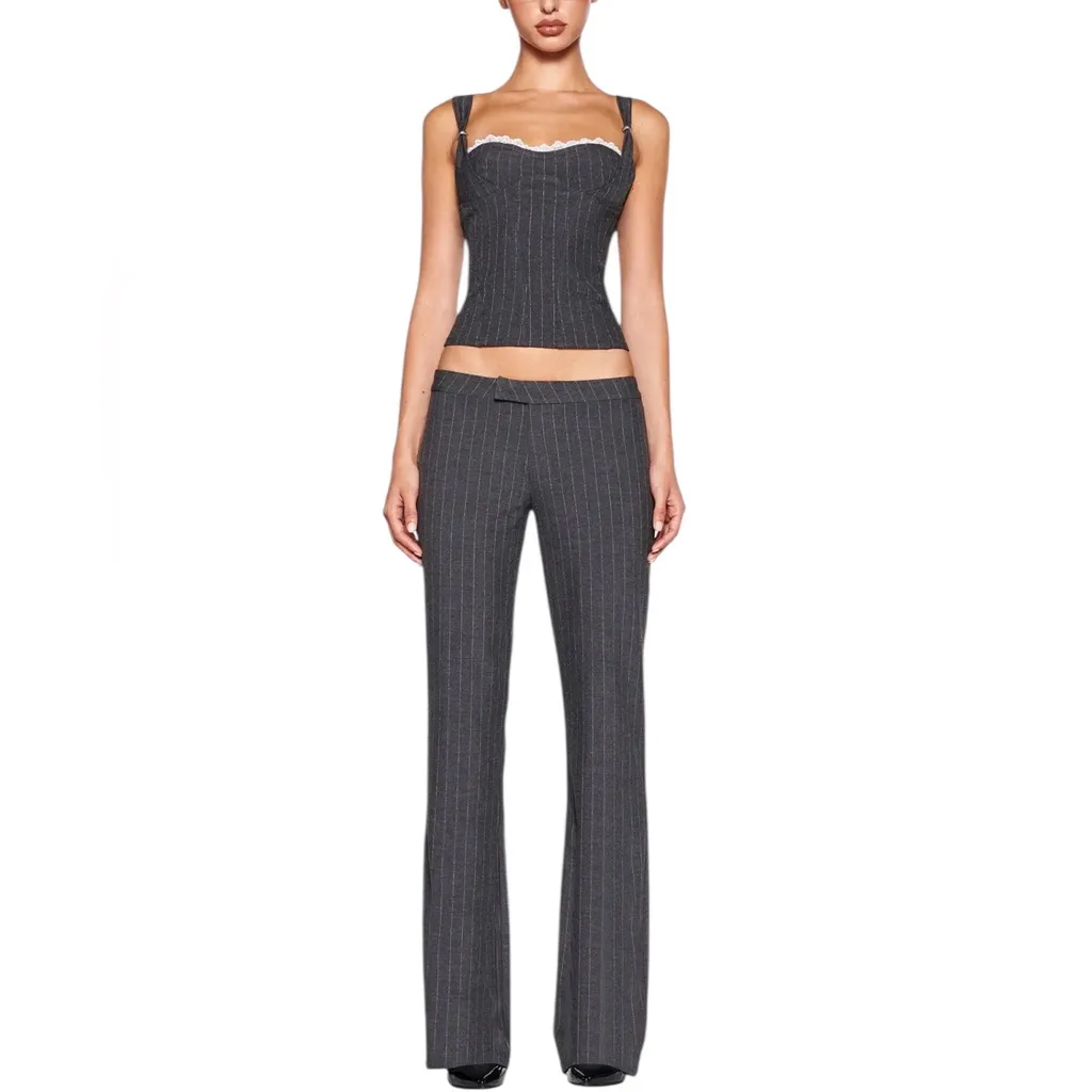 NWT I.AM.GIA Marrion Pinstriped Trouser Pant Gray Size 8 - Image 3