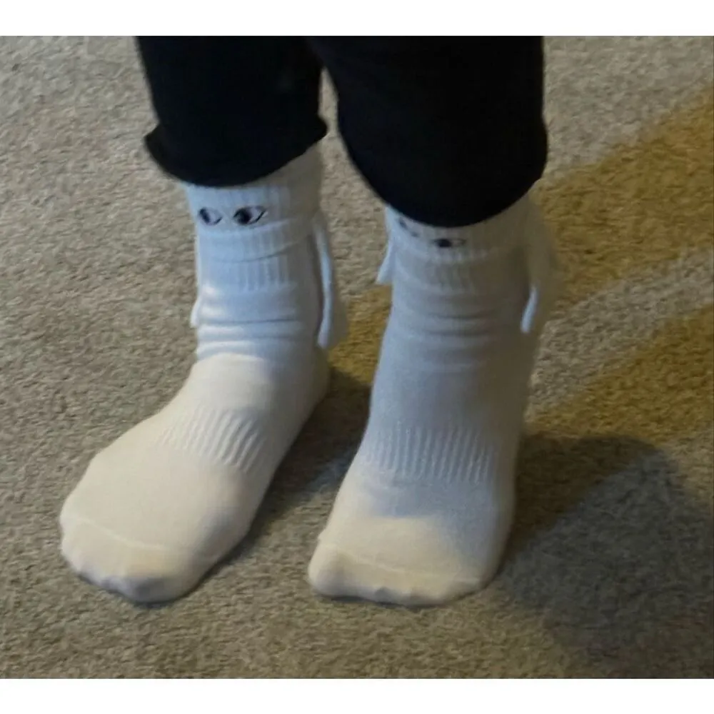 Two Pairs of eyes and ears or hands ladies white socks - Image 3