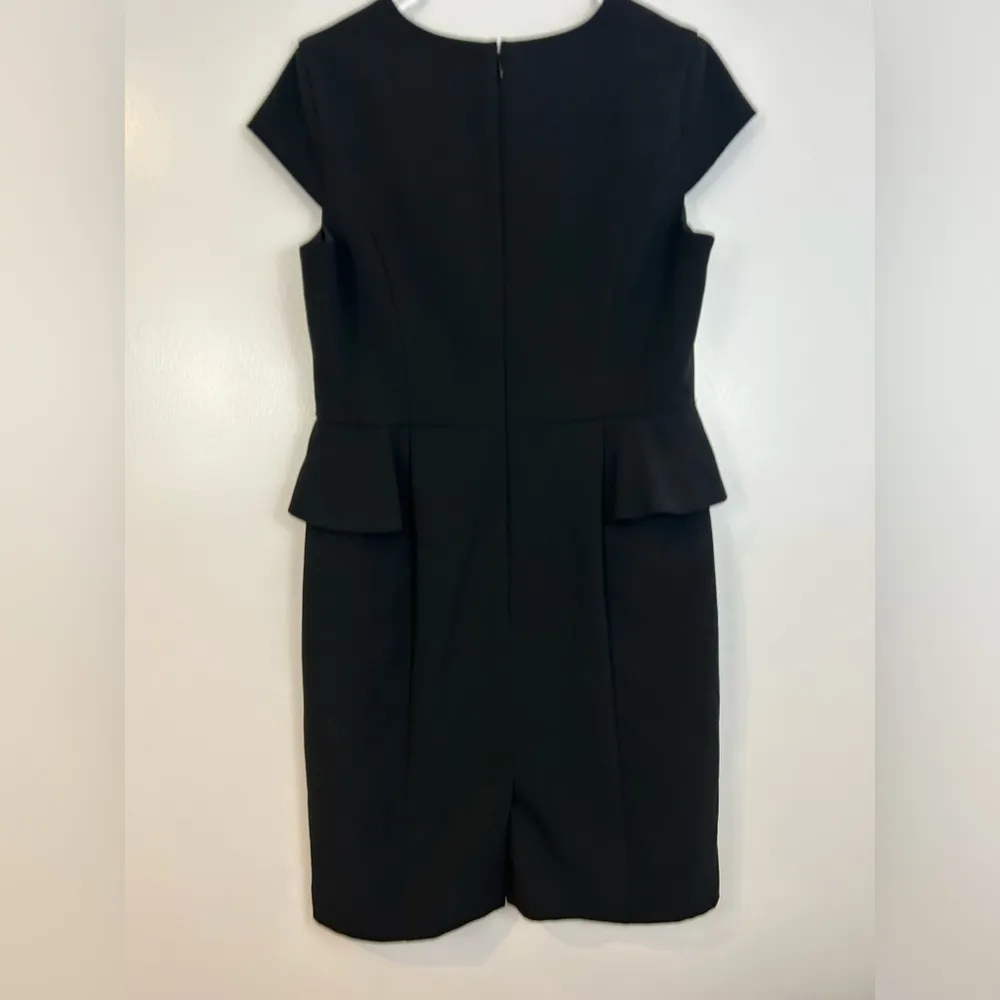 Adrianna Papell Black V-neckline Peplum Sheath Dress Size 12 - Image 10