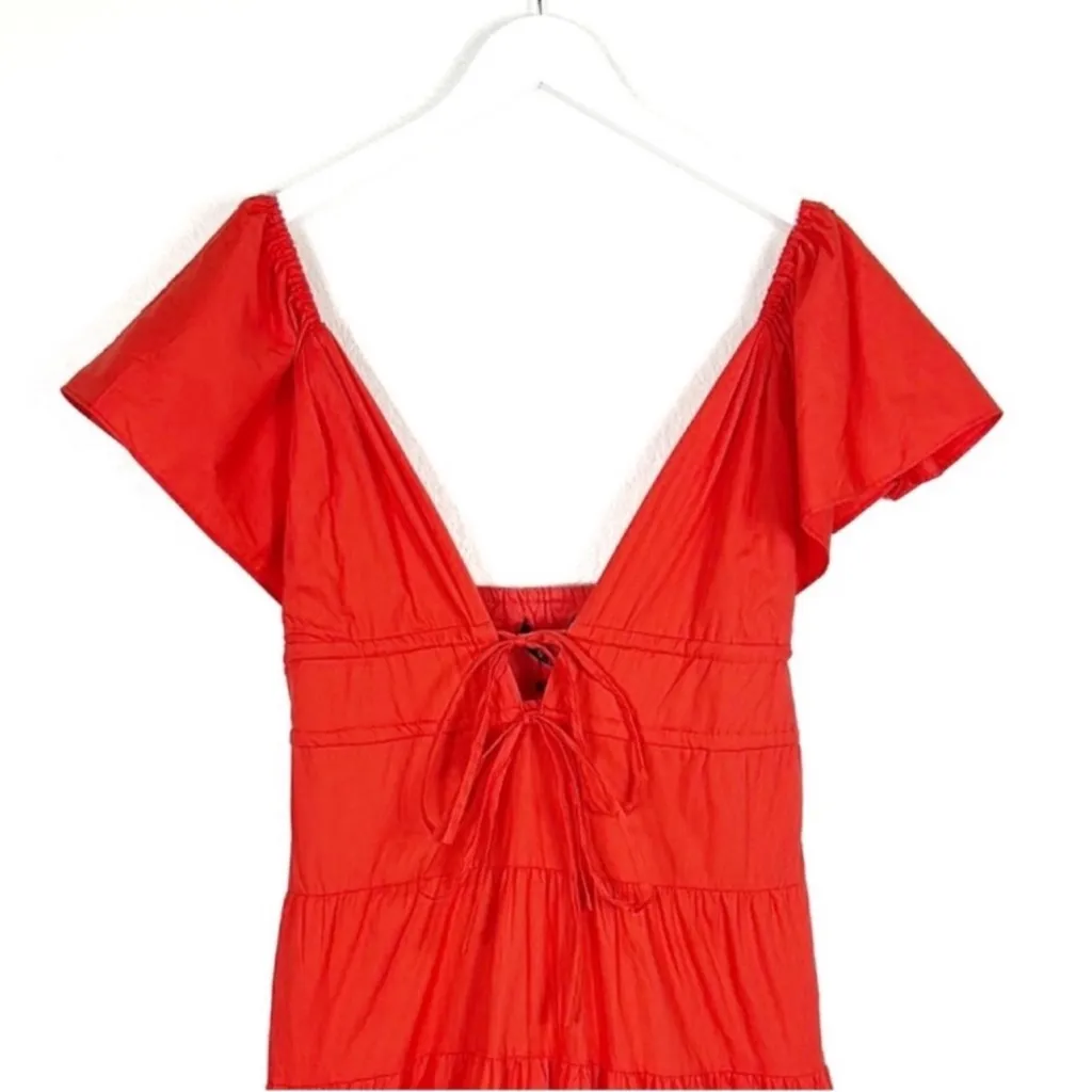NWT O.P.T cotton orange Raspberry Fallen tiered dress NEW size M medium - Image 3