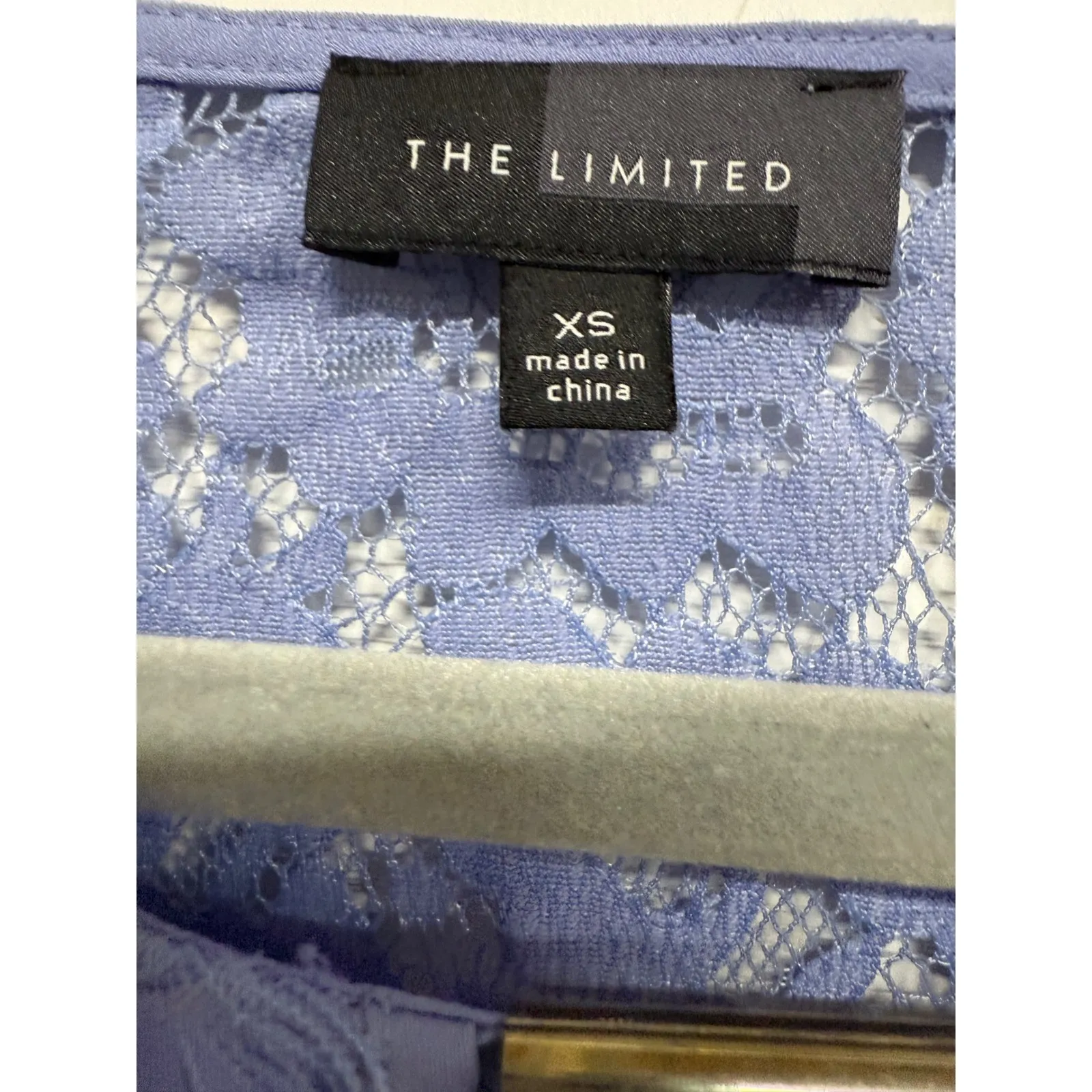 The Limited Periwinkle Lace Back Blouse Long Sleeve Sheer Size XS - Image 5