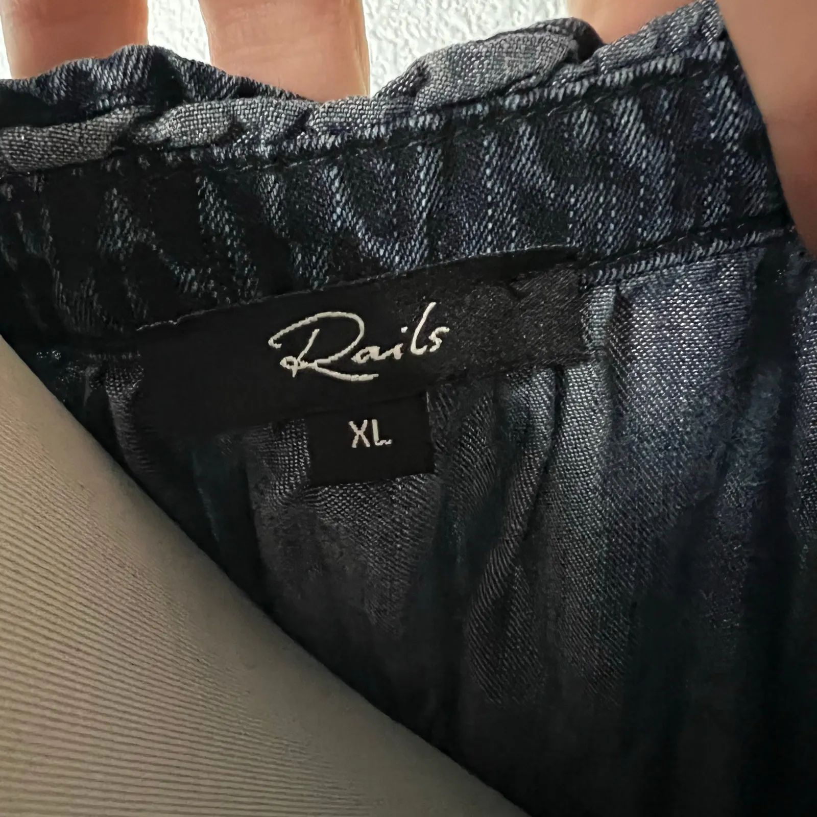 Rails Shawna Denim Fit & Flare Long Sleeve Dress Dark Vintage Extra Large XL - Image 7