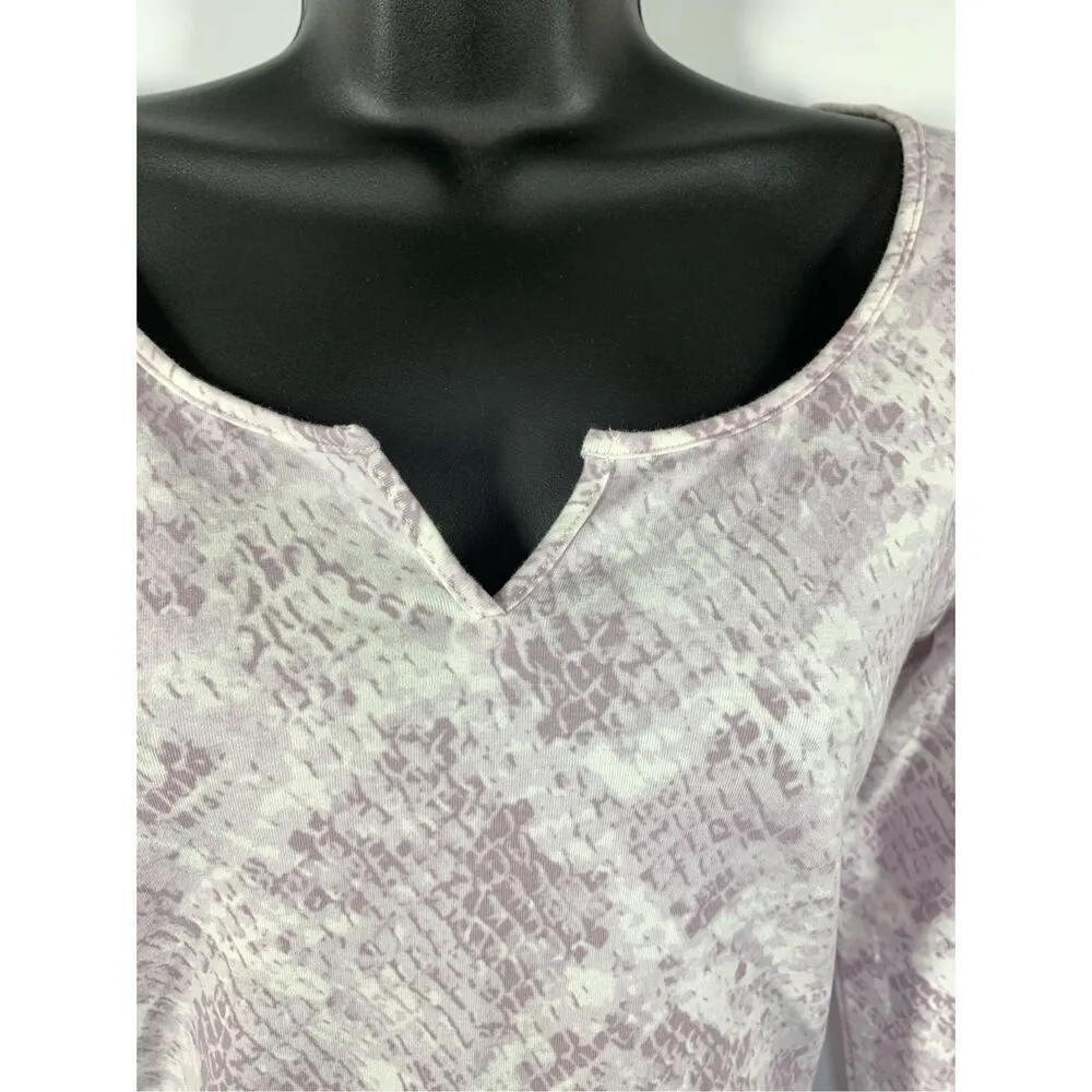Pink Victoria's Secret purple white snake print long sleeve bodysuit size small - Image 2