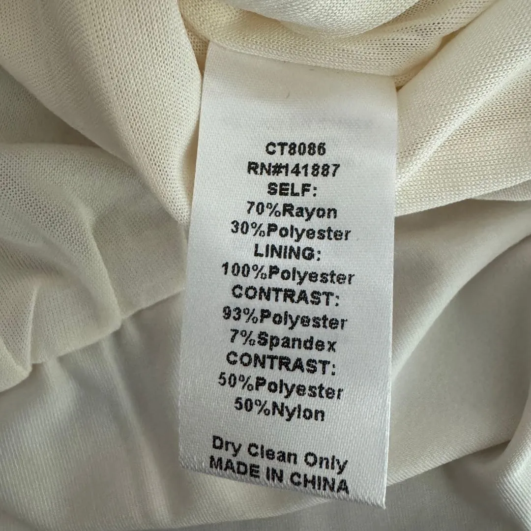 TCEC Round Neck Puff Sleeve Body Suit Long Sleeve Metallic Cream NWOT Large - Image 7