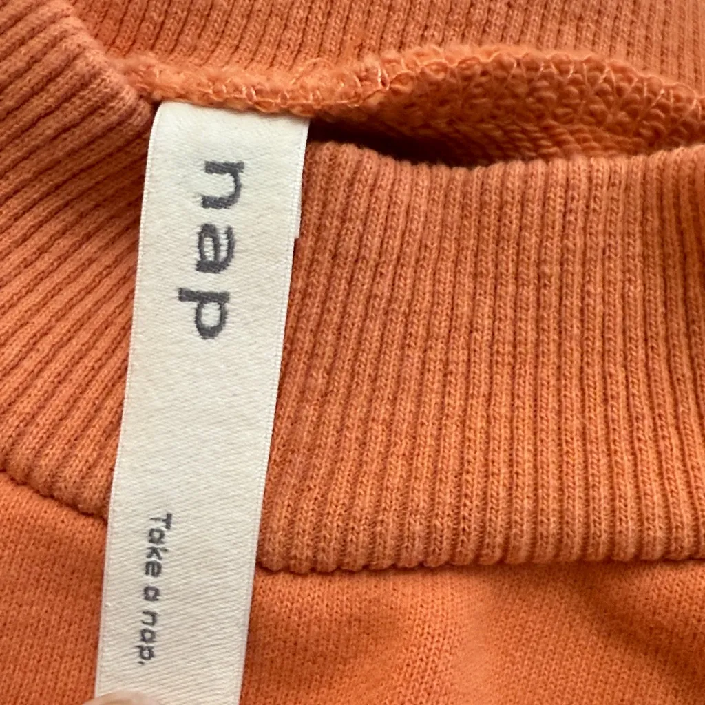 Nap Orange Cropped Crewneck Sweatshirt with Pocket and Front Tie size XXXL - Image 7
