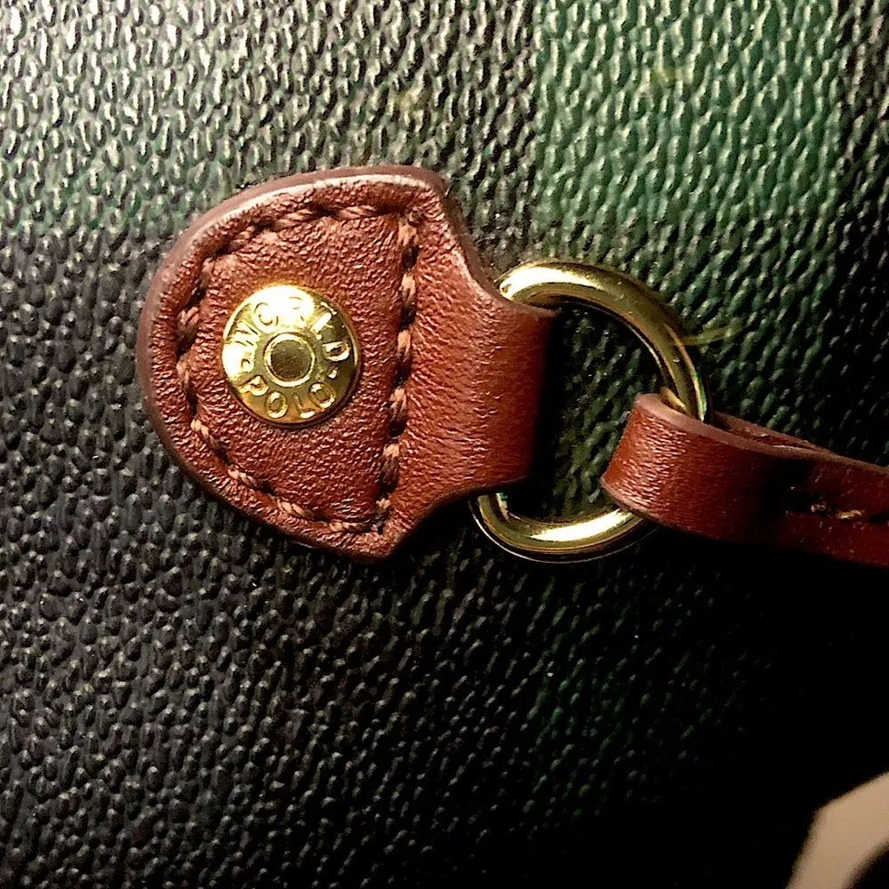 Black Watch Plaid Coated Canvas Leather Oversized Shoulder Bag Metal Feet Blue - Image 16