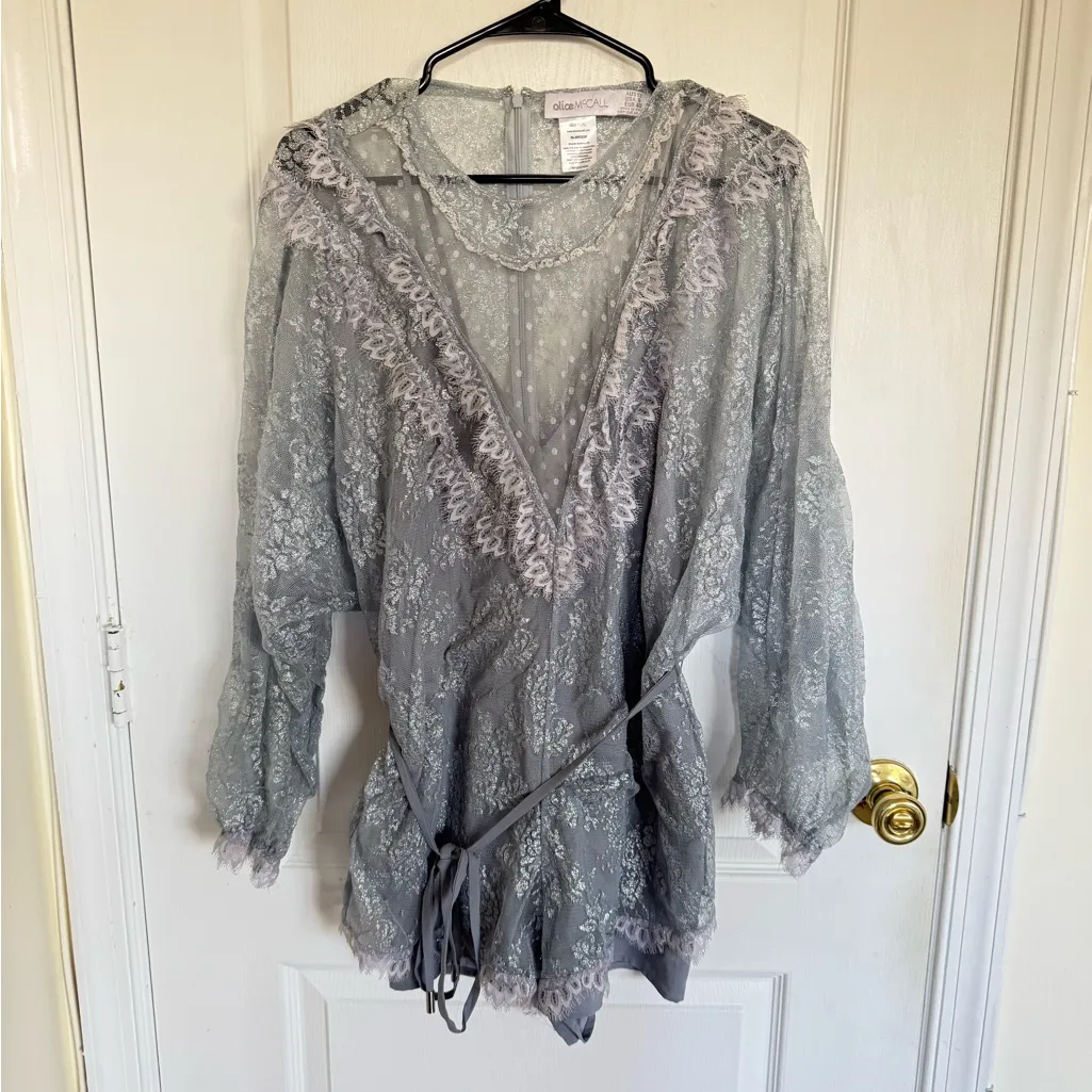 Alice McCall Dream Believer Silver Lace Playsuit Romper - Image 10