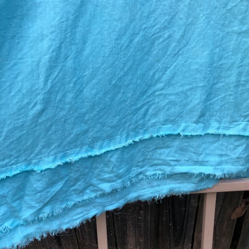 La Fixsun Linen V Neck Double Layer Lagenlook 100% linen Top Aqua Blue Size M Size M - Image 7