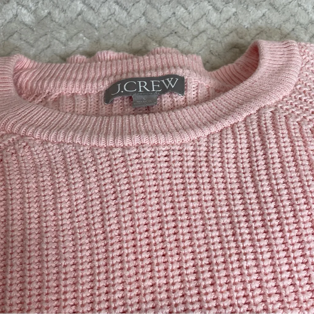 J. Crew Womens Powder Pink Cable Knit‎ Crewneck Barbiecore Sweater Large - Image 7