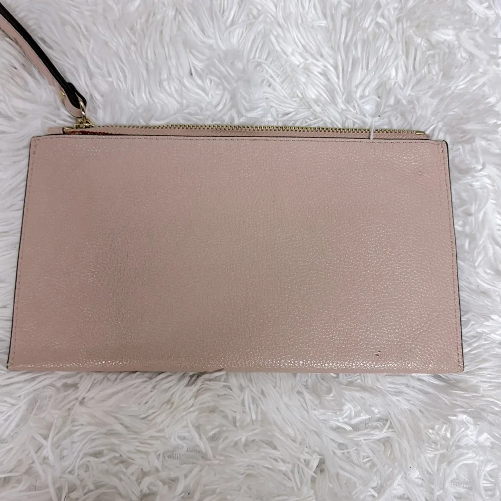 Michael Kors Large Zip Clutch Wristlet Bag Pink Leather Wallet Purse - Image 2