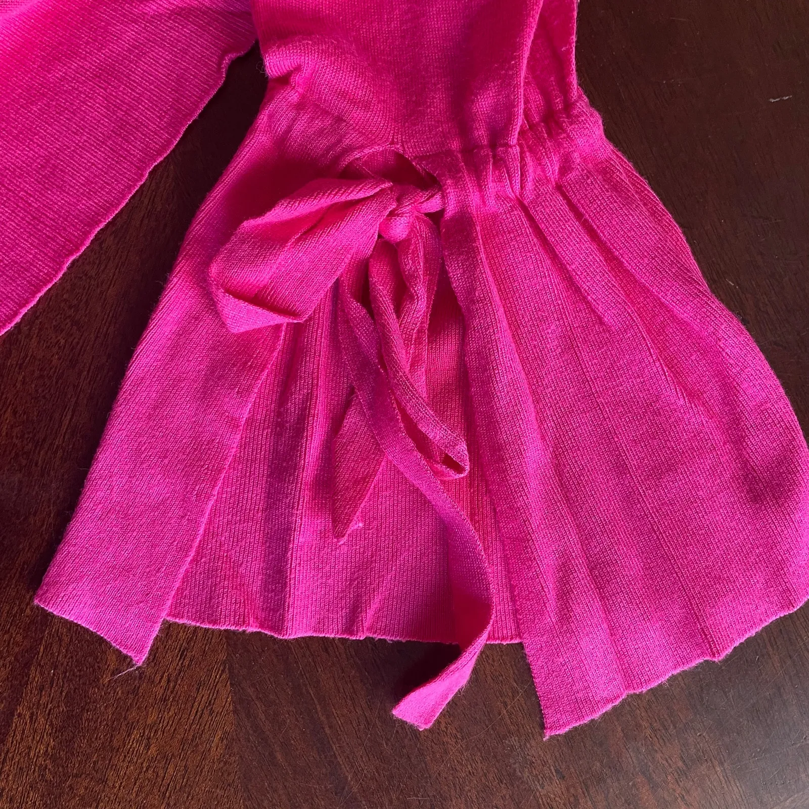 Halogen Open Front Cardigan Womens Small Pink Tie Sleeves Essentials - Image 3