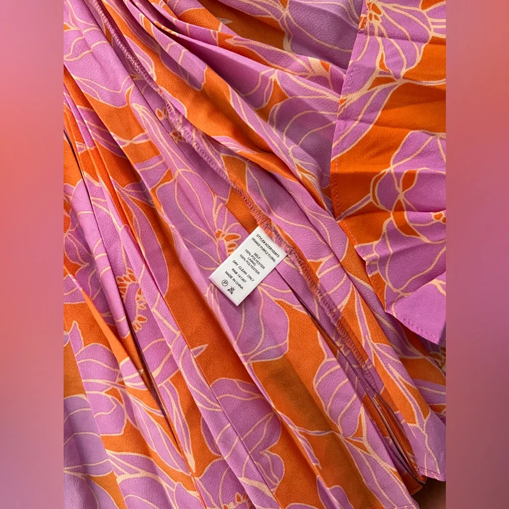 ASTR Blythe Dress in Orange & Purple Floral - Image 11
