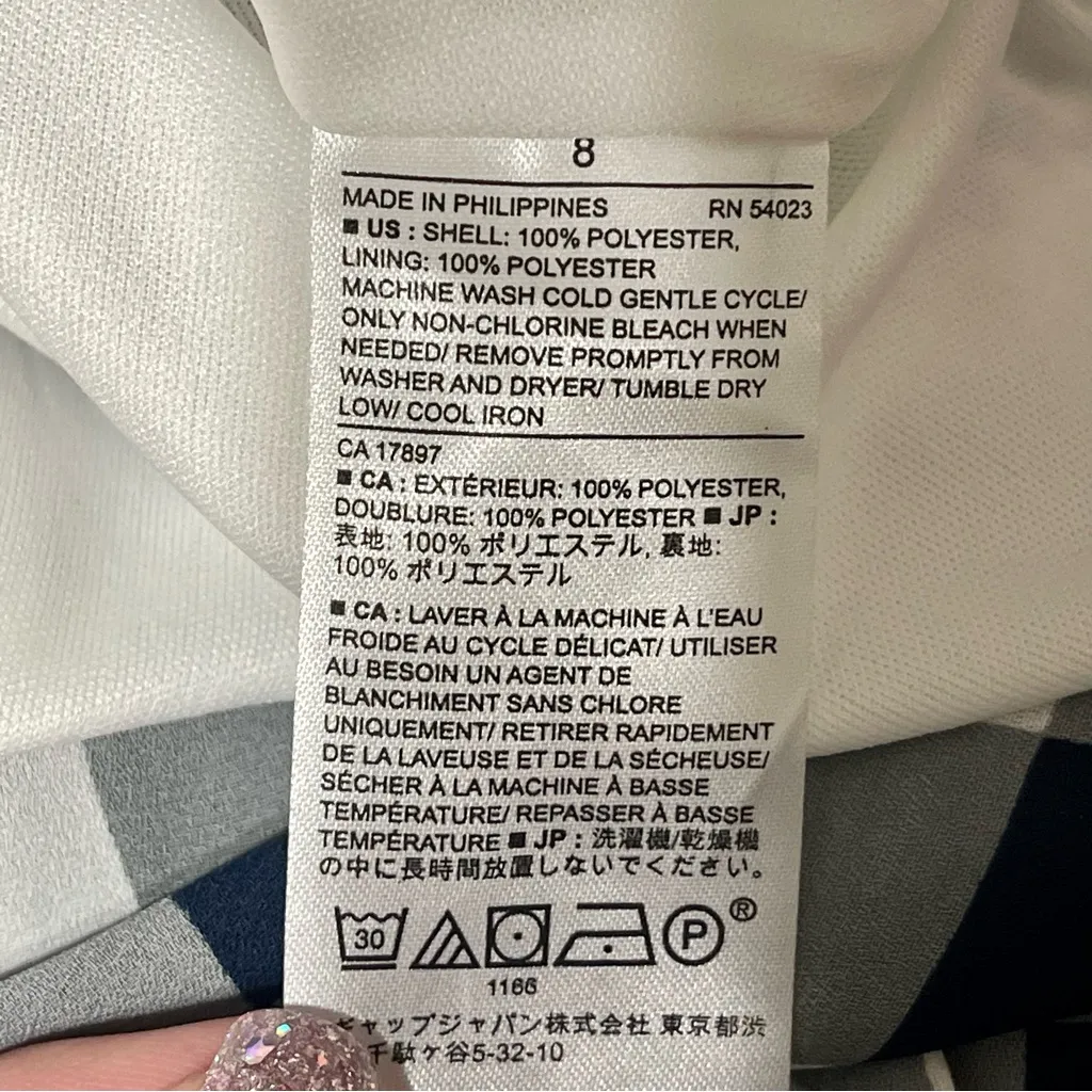 Banana Republic Gingham Plaid Shirtdress Navy Blue Gray White Dress 8 - Image 10