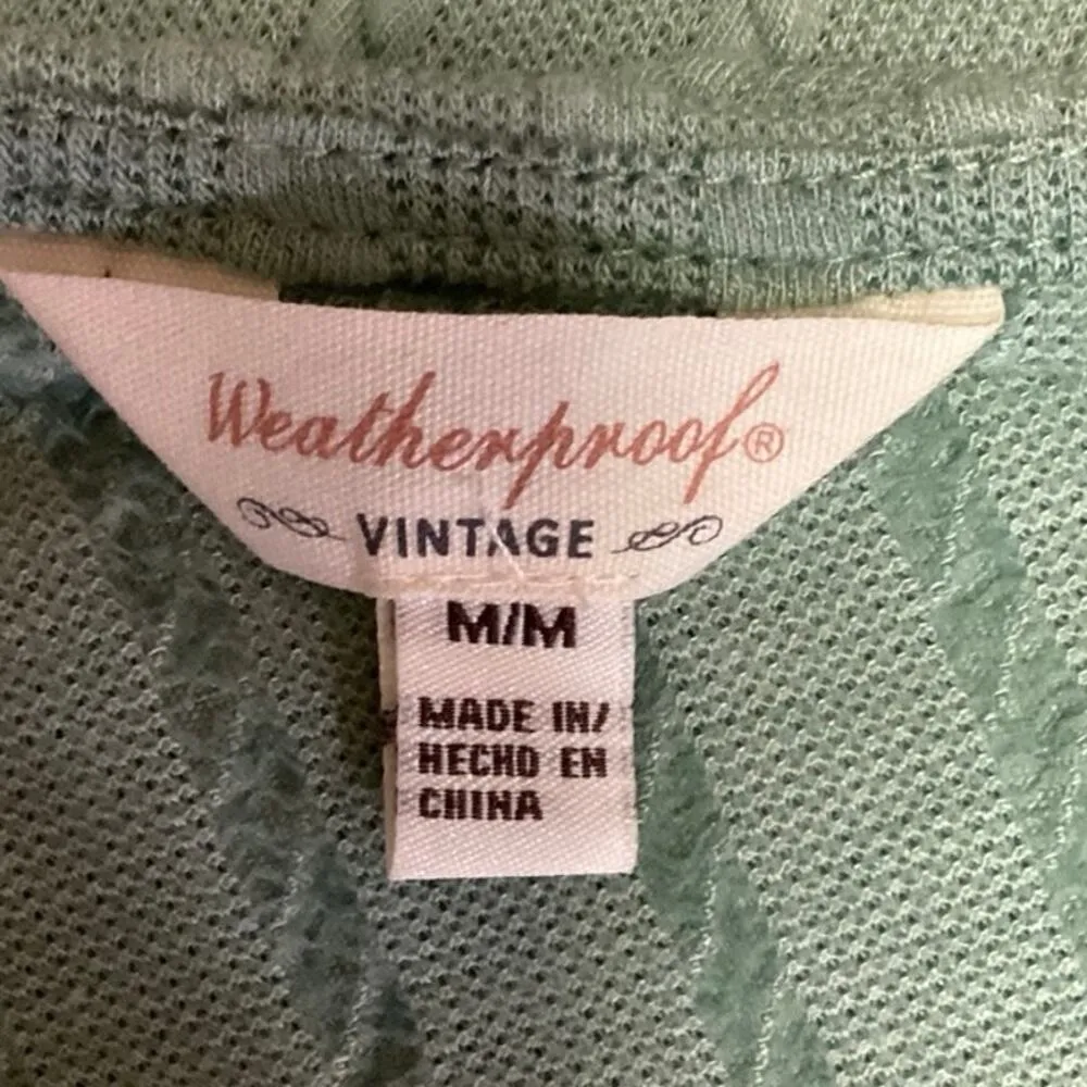 Weatherproof Vintage Green V Neck Short Sleeve Tie Hem Button Up Blouse Top Sz M - Image 3