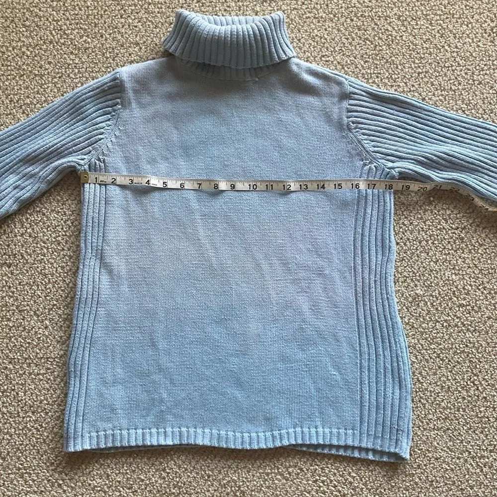 Charter Club Turtleneck Sweater Pale Blue Medium Pullover Ribbed Long Sleeve EUC - Image 5