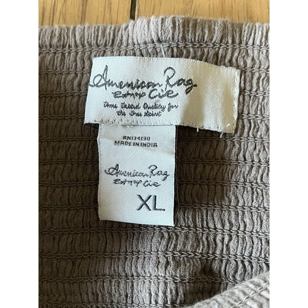 American Rag Pants Womens‎ Casual Wide Flare Leg Size XL Pleated Brown Stretch - Image 3