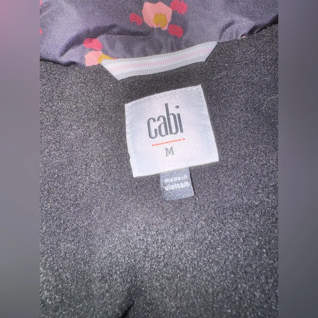 CAbi Black Floral Rainy Day Coat Jacket Womens Zip Hoodie SZ Medium - Image 11