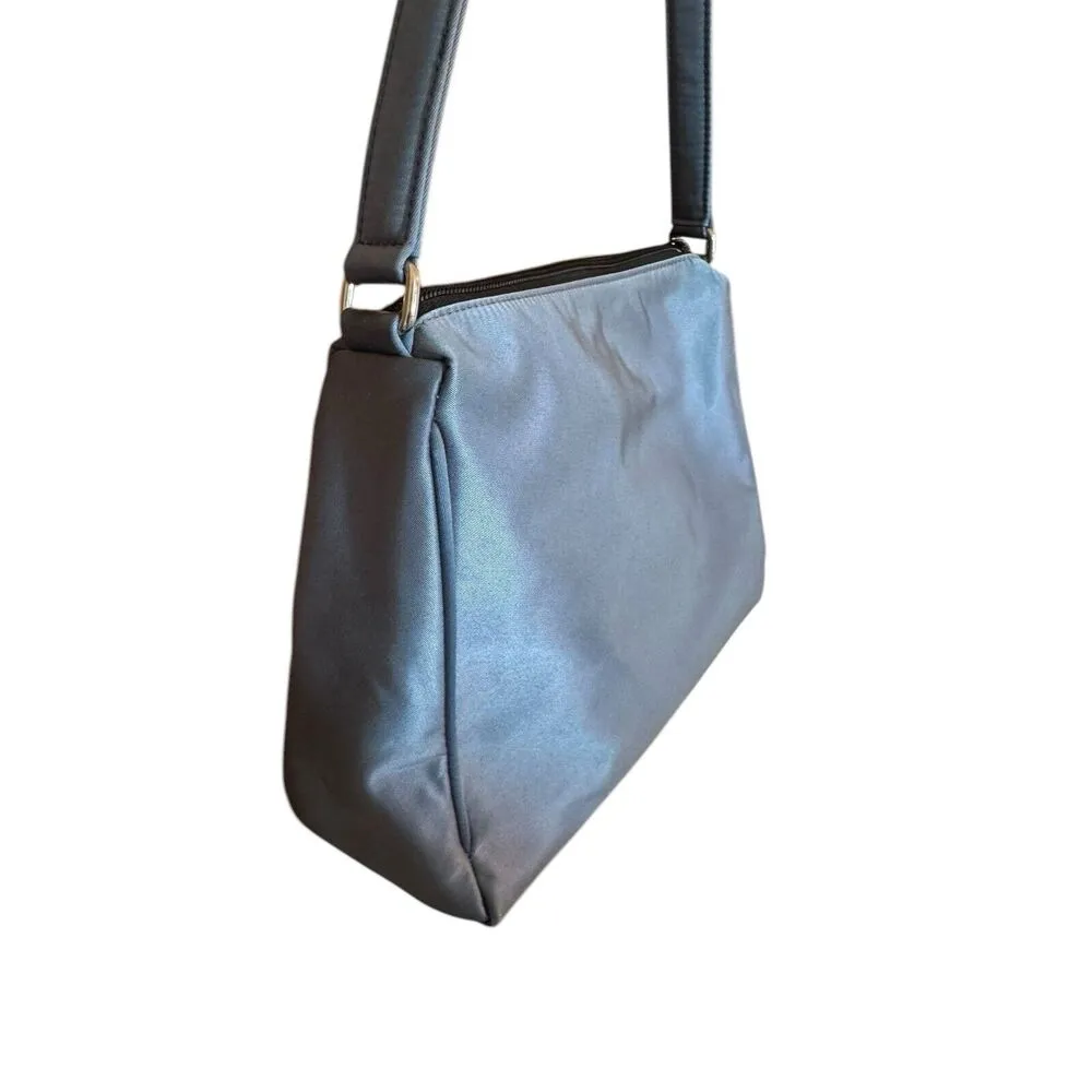 Kate Spade Vintage Satin Nylon Shoulder Bag Steel Blue Purse - 9 x11 - Image 4