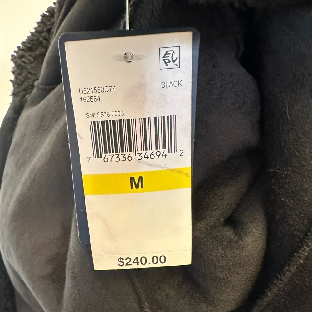 Lucky Brand Faux Shearling Lined Black Faux Suede Barn Coat Hooded Jacket NEW - Image 7